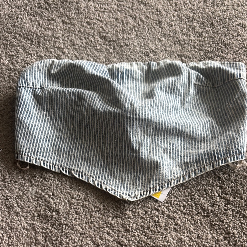 Forever 21 Striped Blue Jean top